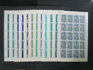 記念切手シート　　1966年～　魚介シリーズ　　額面10円X20枚、15円X20枚　伊勢エビ～さざえ　12シート完　楽面合計3,100円 シミなどあり