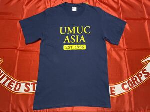 中古美品　USMC ASIA 1956 UNIVERSITY OF MARYLAND UNVERSITY COLLEGE コットンTシャツ NAVY Mサイズ