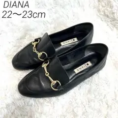 DIANA ダイアナ　ビットローファー　フラットシューズ　金具　レザー　黒