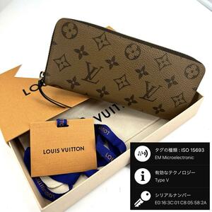 c718真贋済【ルイヴィトン】未使用級”Louis Vuitton モノグラム リバース ポルトフォイユ クレマンス ジッピーウォレット M82336 ラウンド