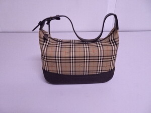 美品 保管品 BURBERRY バーバリー ノバチェック レザー ショルダーバッグ 肩掛け レディース ベージュ系×ブラウン系