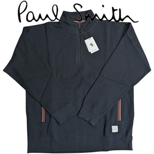 新品 ポールスミス Paul Smith 裏起毛 L トレーナー スウェット アーティスト ストライプ カンガルーポケット ネイビー ラウンジウェア