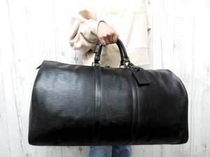 極美品 LOUIS VUITTON ルイヴィトン エピ キーポル55 ノワール ボストンバッグ ハンド バッグ M42952 レザー 黒 A4可 メンズ 78883