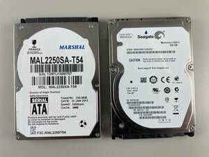 2.5インチ SATA　HDD　2枚 (SeaGate製500GB, 2411ｈ) (MARSHAL製250GB, 1h以内) 　　