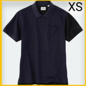 UNIQLO エンジニアドガーメンツ ユニクロ XS ネイビー ドライカノコカラーブロックポロシャツ