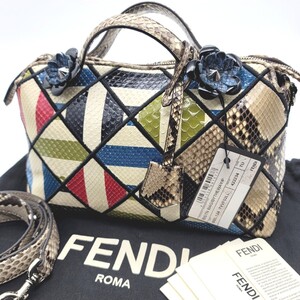 1円～【未使用 保管品】FENDI フェンディ バイザウェイ ショルダーバッグ ハンド パイソン エキゾチックレザー 2way マルチカラー 8BL124