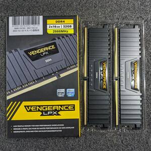 【中古】DDR4メモリ 32GB(16GB2枚組) CORSAIR VENCEANCE LPX CMK32GX4M2A2666C16 [DDR4-2666 PC4-21300]