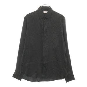 SAINT LAURENT PARIS サンローランパリ 23SS MATTE SHINY SILK SHIRT 646850 Y2G27 総柄長袖シルクシャツ ブラック