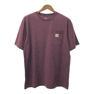 Carhartt カーハート ボーダー ポケット 半袖Ｔシャツ ワインレッド (メンズ M) 中古 古着 Q6054