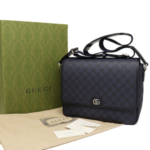 新品同様 グッチ オフィディア ミディアム メッセンジャーバッグ 761741 ブルー ブラック GUCCI