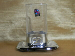 エクボ　ビアー＆冷酒凹みグラスセット　1客　皿9.5cm　グラス5x10cm