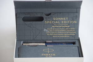 【未使用】　PARKER　パーカー　万年筆　ソネット　スペシャルエディション　アトラスCT　18K 　F細字　シルバー×ブルー