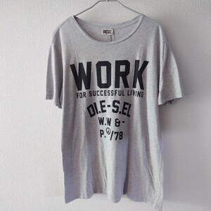 DIESEL ディーゼル Tシャツ 英字 デザイン グレー ロゴ 