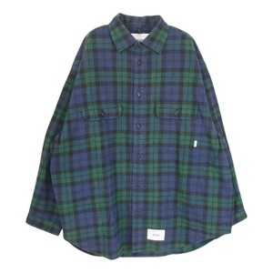 WTAPS 22SS 221TQDT-SHM02 LS COTTON FLANNEL TEXTILE コットン フランネル ブラックウォッチ チェック ビッグポケット【中古】