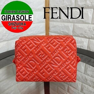 新品 未使用 正規品 FENDI×SKIMS 限定 コラボ ポーチ Sサイズ フェンディ スキムス オレンジ 小物 バッグ バック ジッパー ロゴ メイク S