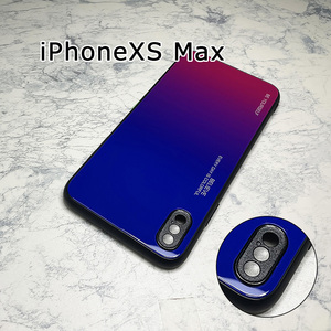 カメラ部保護モデル iPhone XS Max ケース アイフォンXS Max ケース XSMax 強化ガラス グラデーションデザイン☆赤青