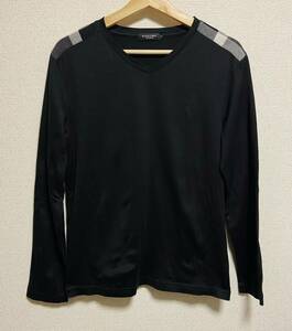 美品 ブラックレーベルクレストブリッジ 肩チェック ロンTシャツ サイズM 長袖 黒 BLACK LABEL CRESTBRIDGE