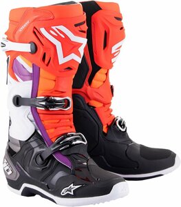 ★30%OFF★【alpinestarアルパインスター】 TECH-10 BLACK/RED FL/ORANGE FL/WHITE US10 (29.5cm）【MXフラットソール】 2010020-1332