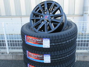 【国産スタッドレスセット】 KYOHO SEIN-SS 15x6 +44 6-139.7 グロスブラック GOODYEAR ICENAVI CARGO 195/80R15セット NV350 キャラバン