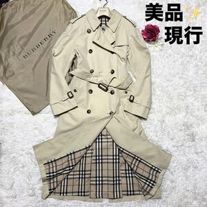 1円～ 現行 希少美品 バーバリーロンドン トレンチコート ベージュ ロゴボタン ベルト付き ダブル BURBERRY LONDON (241115-ss-1y)