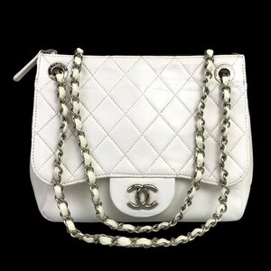 【1円～】シャネル CHANEL バッグ ショルダーバッグ マトラッセ 14番台 チェーンショルダー ダブルチェーン ココマーク ホワイト 中古