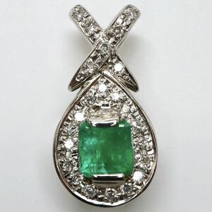 豪華!!良品!!《Pt900 天然エメラルド/天然ダイヤモンドペンダントトップ》S 2.7g 0.53ct pendant ジュエリー diamond jewelry EB0/EB0