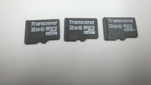 新入荷　Transcend　microSDHCメモリーカード　32GB　3枚セット　中古動作品