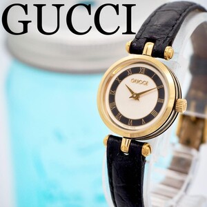 173 GUCCI グッチ時計　レディース腕時計　ブラックライン　ローマ文字