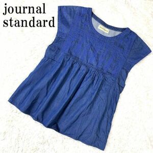 journal standard ノースリーブブラウス デニム ジャーナルスタンダード 袖なし 刺繍 チュニックシャツ コットン S B6359
