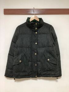 に1057 TOMMY HILFIGER トミーヒルフィガー ダウンジャケット M ホームスパン ウール 襟裏コーズ グリーン系