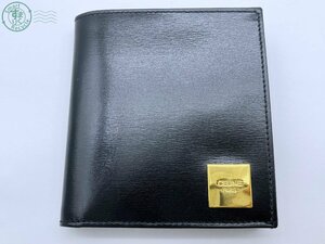 2406601031　★ CELINE セリーヌ 二つ折り財布 財布 ウォレット レザー ブラック 黒 ゴールドカラー 札入れ 小銭入れ ブランド財布 中古