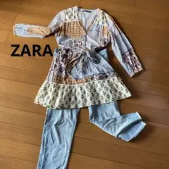 ZARA チュニック　スタンドネック ティアードワンピース チュニック