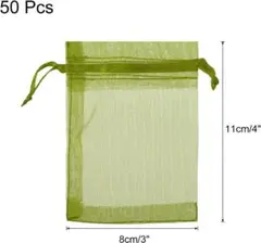 透明ネットバッグ グリーン　50枚　8cmx11cm　メッシュ　ギフト　パーティ