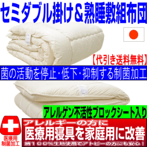 布団セット セミダブル 日本製 強力医療用 掛布団 敷布団 抗菌 防ダニ 腰痛 アレルギー 極厚体圧分散 SD熟睡組布団jk赤