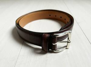 BEAMS F ビームス ベルト レザー カーフ バックル ブラウン 茶 32 / 80 スーツ 小物 JAPANESE LABEL LEATHER BUCKLE BELT △6