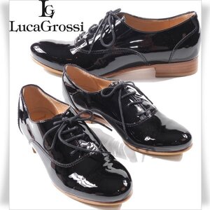 新品1円～★定価3.3万 Luca Grossi ルカ グロッシ レディース イタリア製 牛革レザー レースアップシューズ 34.5 21.5-22.0cm 黒◆4523◆