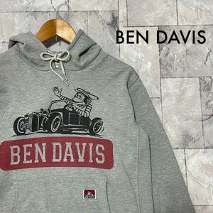 BEN DAVIS ベンデイビス sweat hoodie スウェットパーカー プルオーバー ビッグプリント グレー y2k サイズL 玉FL3351