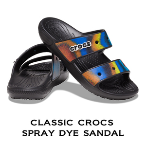 24cm クロックス クラシック スプレイ ダイ サンダル Classic Crocs Spray Dye Sandal ブラックxマルチ black multi M6W8 新品