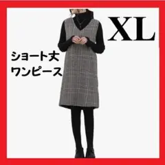 【人気】ワンピース レディース ノースリーブ 体型カバー 着やせ チェック XL