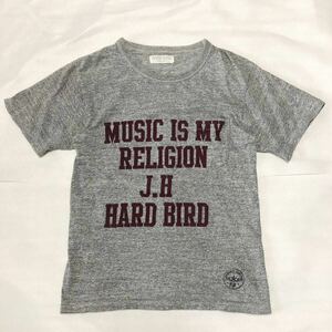 【美品】HARD BIRD ハードバード フロッキープリントTシャツ 半袖カットソー S 杢調グレー ビンテージレプリカ FLAT HEAD フラットヘッド