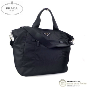 プラダ （PRADA） ナイロン テスート×サフィアーノ トライアングルロゴ 2way ショルダー トート バッグ BR4376 ブラック（中古）