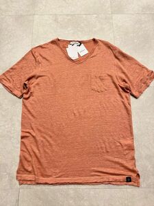 4882】新品3.2万【GRAN SASSO / グランサッソ　52　春夏　麻100％　リネンTシャツ　ヴィンテージ＆ウォッシュ加工】サーモン