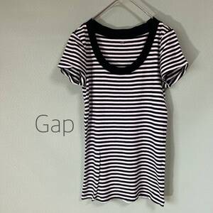 ◎Gap ギャップ クルーネックＴシャツ 半袖Tシャツ 半袖カットソー カットソー ボーダーTシャツ レディース Mサイズ ボーダー 白×黒