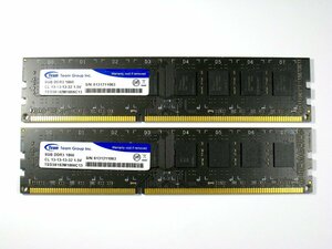 【中古】Team PC3-14200 DDR3-1866 8GB×2枚 合計16GB TED38192M1866C13