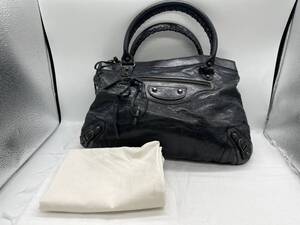 sk3956080/美品 BALENCIAGA バレンシアガ 2way シティ ハンドバッグ ワンショルダーバッグ ミラー付き レザー 本革 ブラック 黒