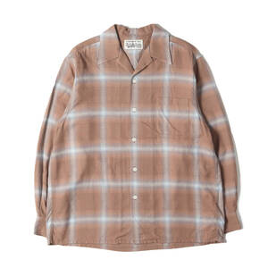 WACKO MARIA シャツ サイズ:M 22AW オンブレチェック オープンカラー レーヨン シャツ(OMBRAY CHECK OPEN COLLAR SHIRTS L/S) ブラウン