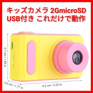 未使用 キッズカメラ +2GBmicroSD 20M 1080P 2インチ液晶 ゲーム テトリス 倉庫番入トイカメラ デジカメ コンデジ これだけで動作