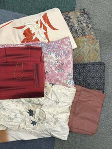 10 着物 和装 7枚　帯　 まとめ 中古 リメイク 材料 和服 はぎれ 手芸　趣味　古着　裁縫　生地　素材　ハンドメイド