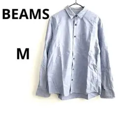 ビームス BEAMS シャツ ブルー コットン100％ M メンズ カジュアル