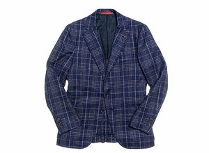 ラペルピン付 定価20万 美品 ISAIA イザイア コーラル裏 SAILOR セイラー ウール ツイード チェック テーラードジャケット メンズ 46